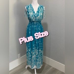 2/$30💃💃New Green White 1x 2x 3x Plus Size maxi long dress summer chic timeless